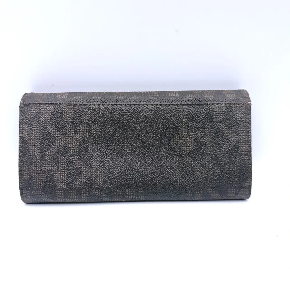 Michael‎ Kors Wallet OS Brown Signature Fulton Flap Continental Monogram Logo